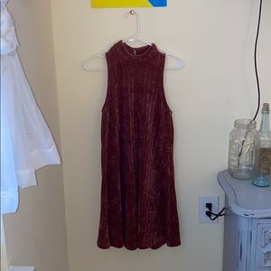 Maroon High-Neck Dress